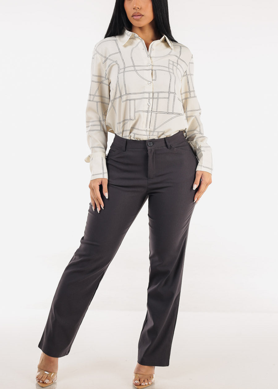 Butt lift Super High Waist Stretch Bootcut Dress Pants Charcoal