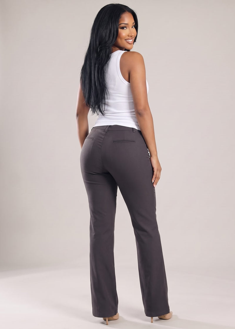 Butt lift Super High Waist Stretch Bootcut Dress Pants Charcoal