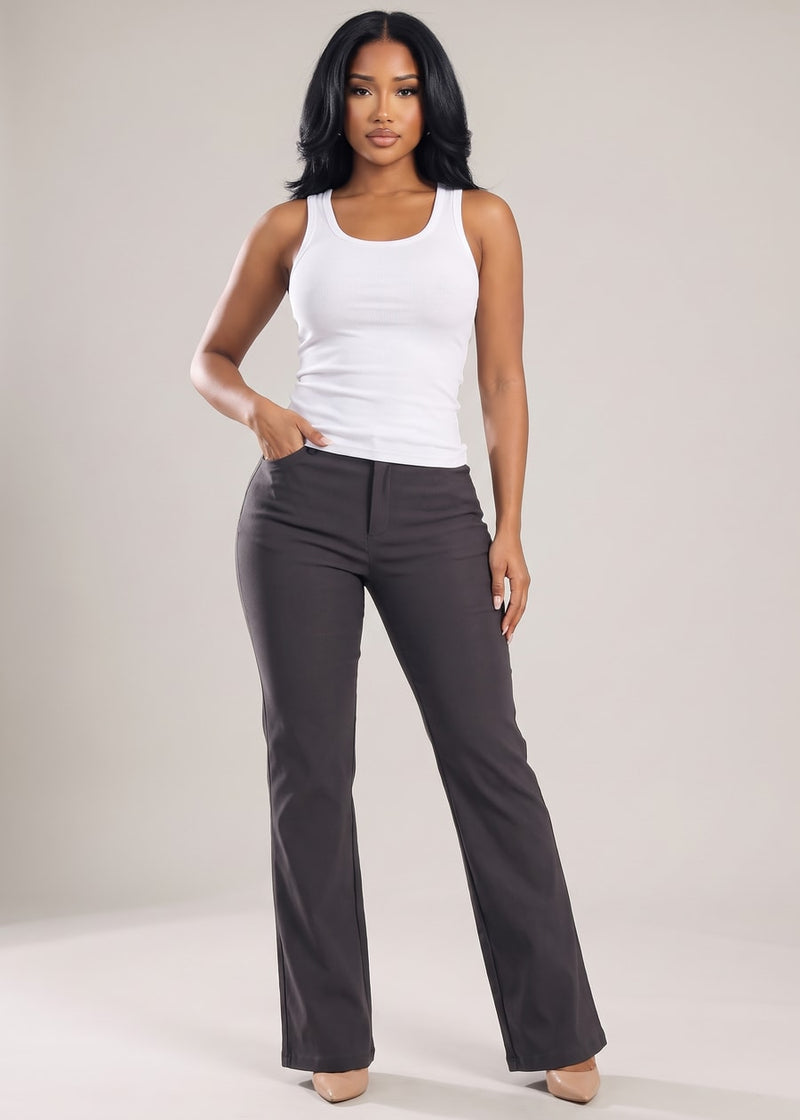 Butt lift Super High Waist Stretch Bootcut Dress Pants Charcoal