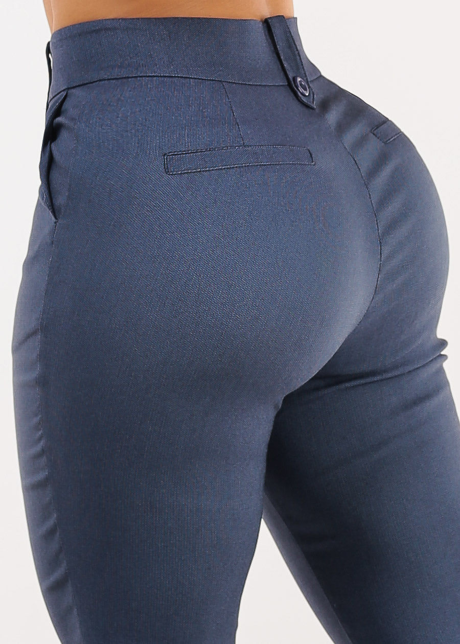 Butt lift Super High Waist Stretch Bootcut Dress Pants Indigo