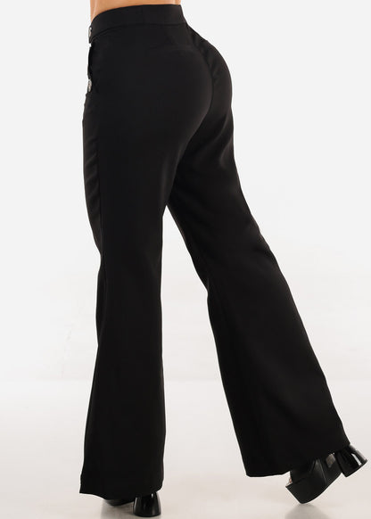 Butt Lift Super High Waist Black Wide Leg Dress Pants
