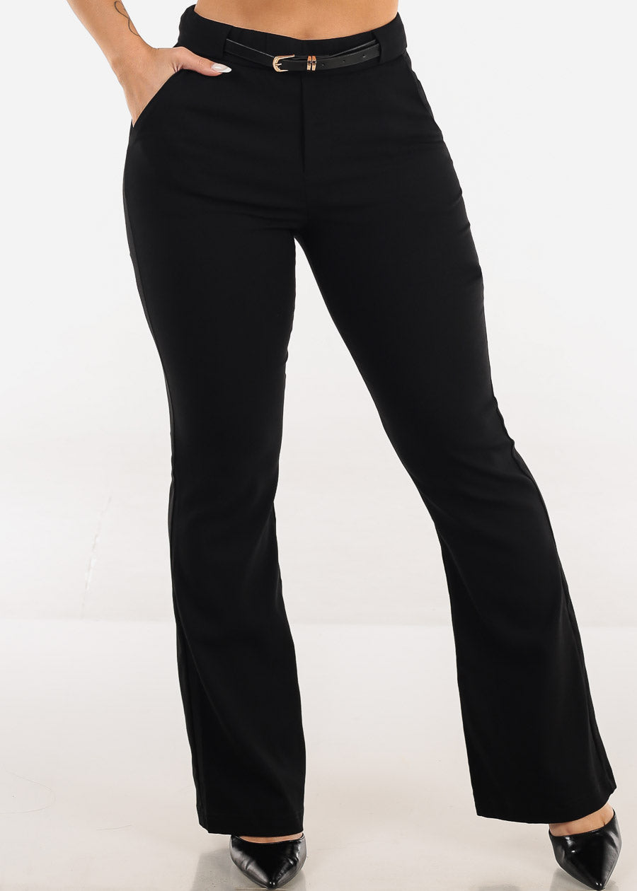 High Waisted Stretch Bootcut Dress Pants Black