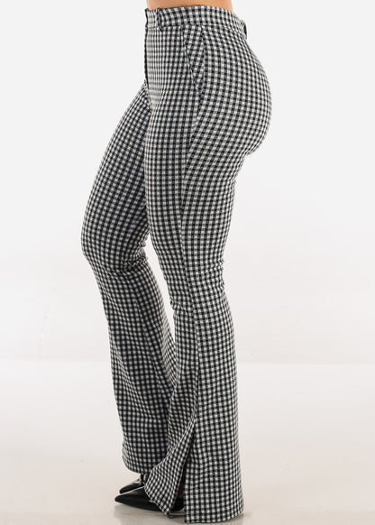 Butt lift High Waist Plaid Flared Pants B&W