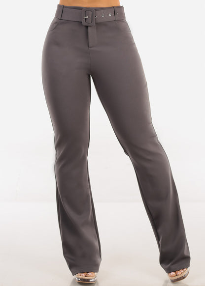 Butt Lift High Waist Flared Bootcut Stretch Dress Pants Charcoal
