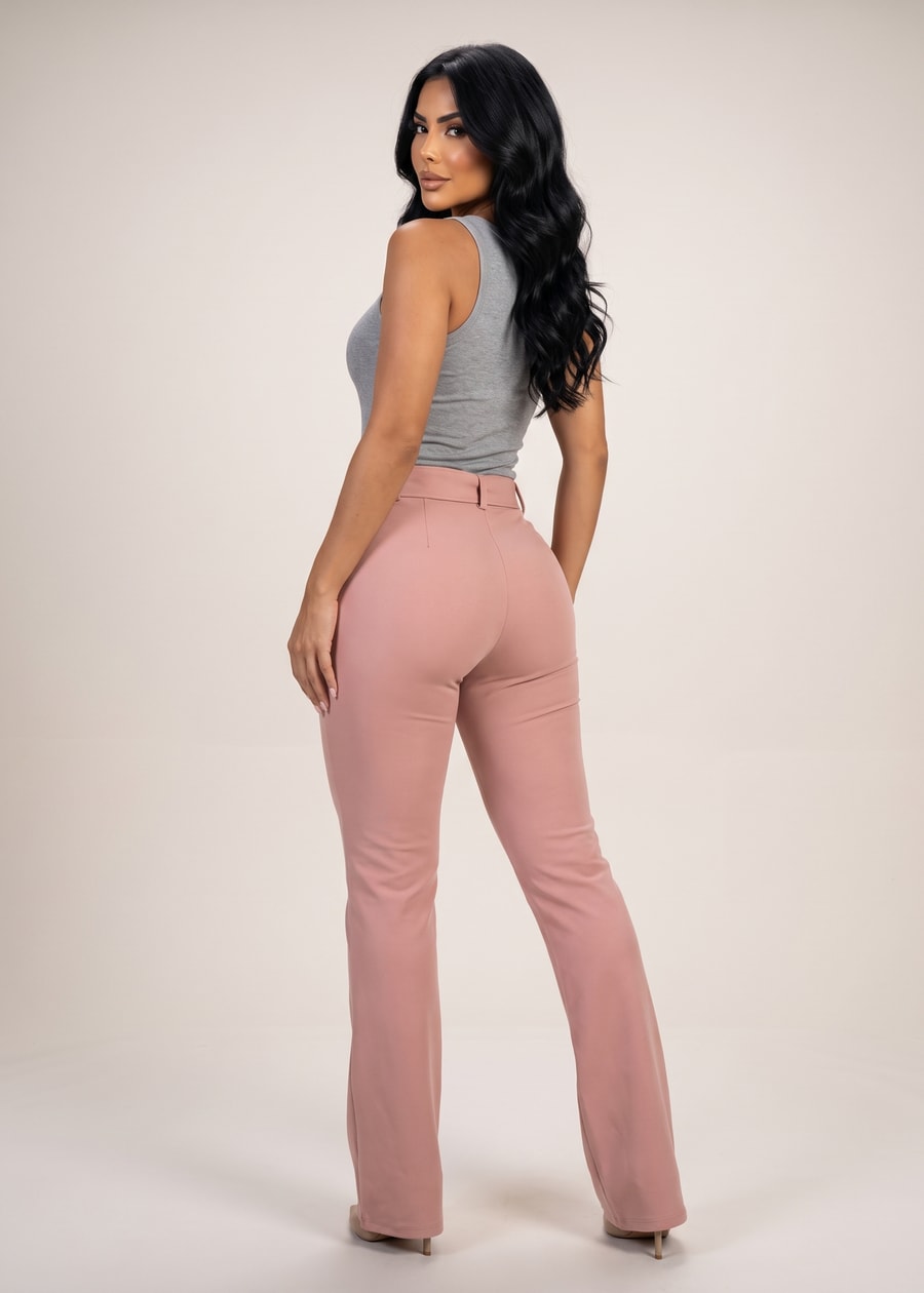 Butt Lift High Waist Flared Bootcut Stretch Dress Pants Pink, view 2 of 13