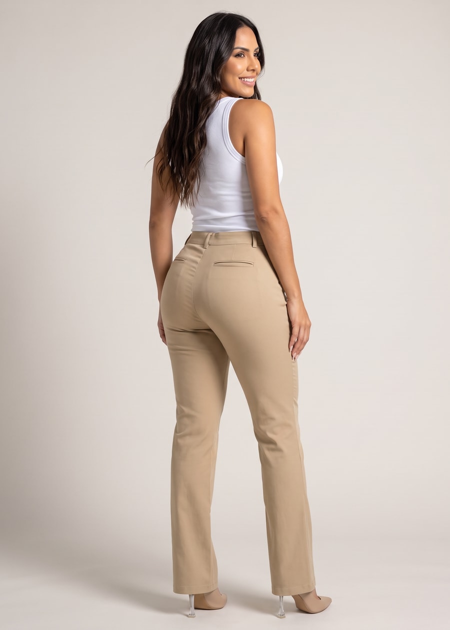 Butt lift Super High Waist Stretch Bootcut Dress Pants Khaki, view 2 of 13