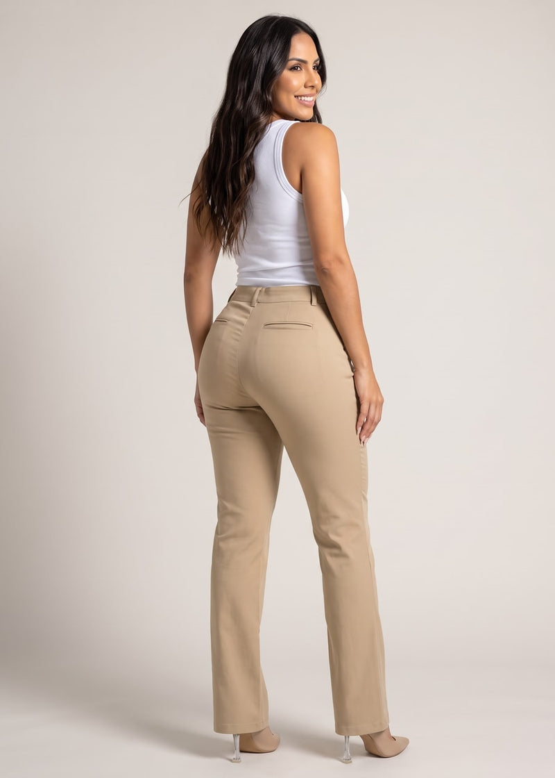 Butt lift Super High Waist Stretch Bootcut Dress Pants Khaki