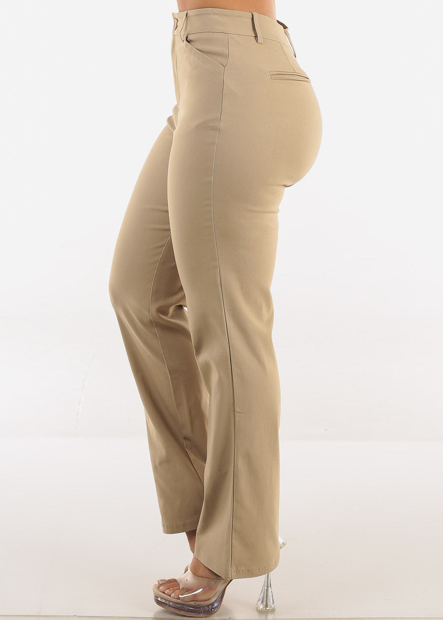 Butt lift Super High Waist Stretch Bootcut Dress Pants Khaki