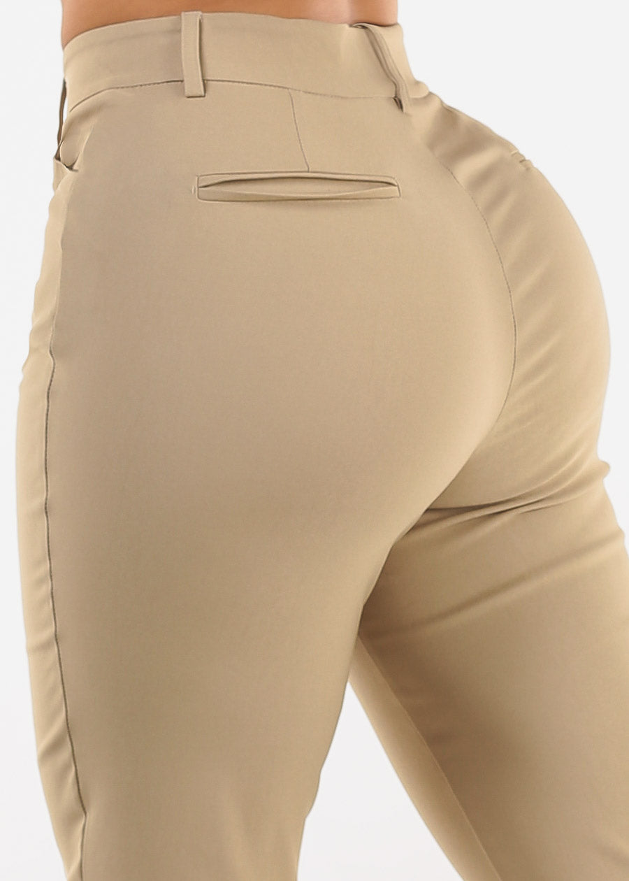 Butt lift Super High Waist Stretch Bootcut Dress Pants Khaki