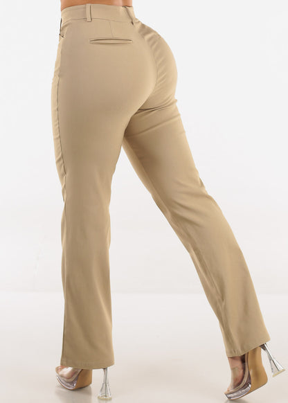 Butt lift Super High Waist Stretch Bootcut Dress Pants Khaki