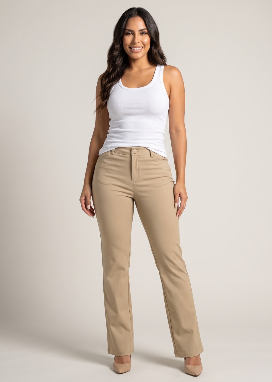 Butt lift Super High Waist Stretch Bootcut Dress Pants Khaki, view 3 of 13