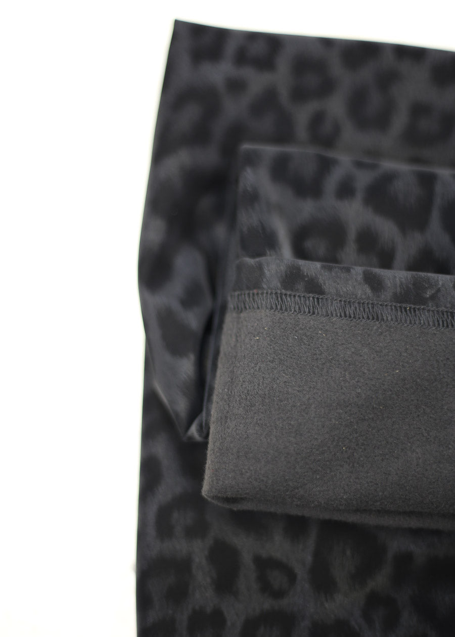 Stretchy Super High Waist Leopard Print Leggings Black