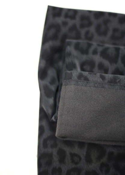 Stretchy Super High Waist Leopard Print Leggings Black