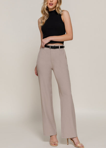 Butt Lift Super High Waist Stretch Bootcut Dress Pants Taupe