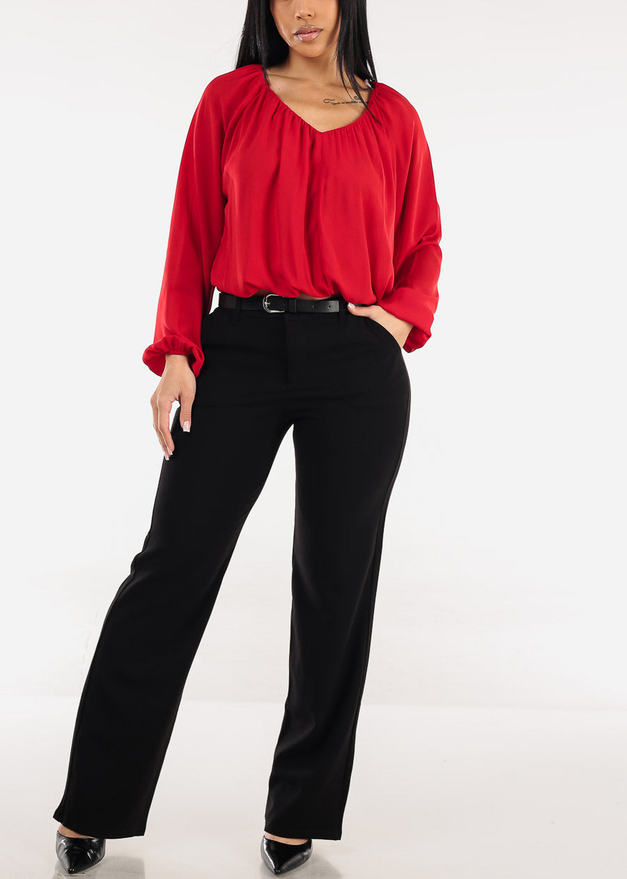 Butt Lift Super High Waist Stretch Bootcut Dress Pants Black