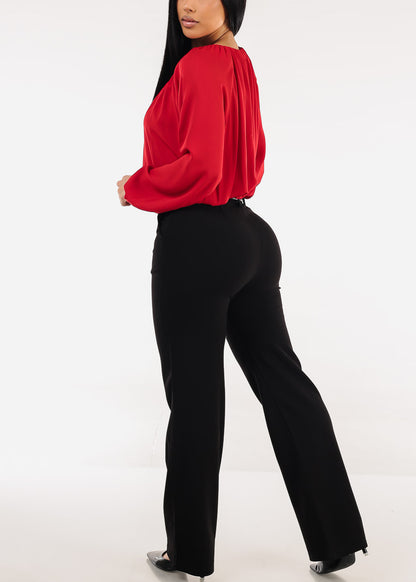 Butt Lift Super High Waist Stretch Bootcut Dress Pants Black