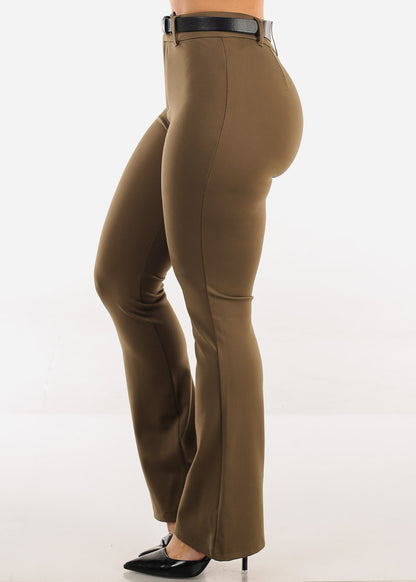 Butt Lift Stretch Bootcut Dress Pants Olive