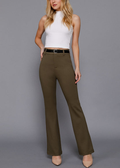 Butt Lift Stretch Bootcut Dress Pants Olive