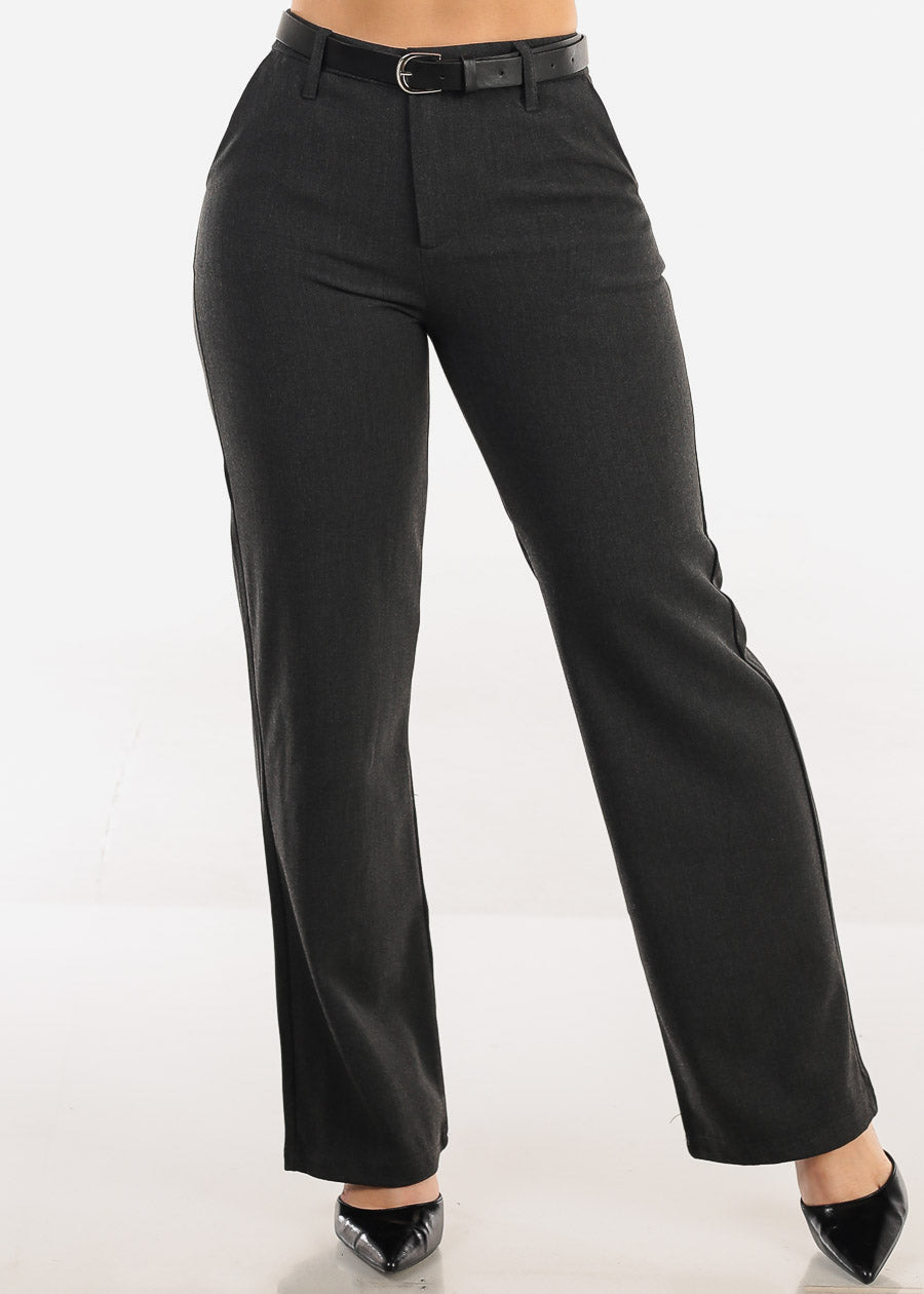Butt Lift Super High Waist Stretch Bootcut Dress Pants Charcoal