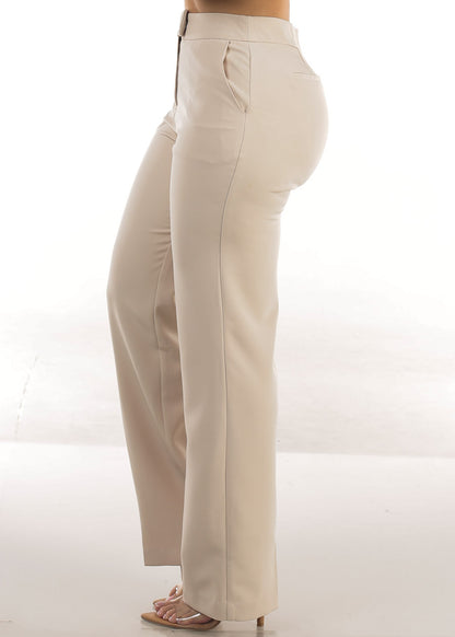 Butt Lift High Waisted Bootcut Dress Pants Beige