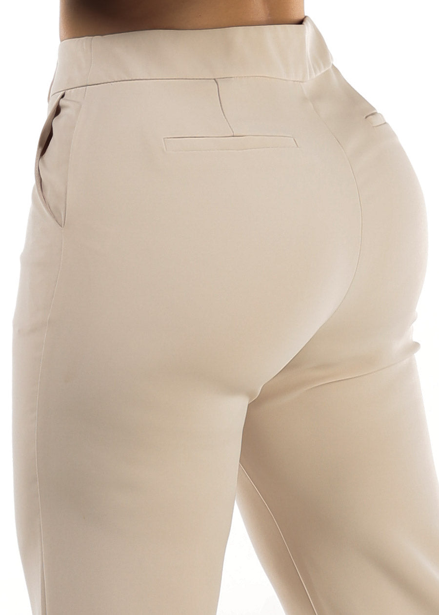 Butt Lift High Waisted Bootcut Dress Pants Beige