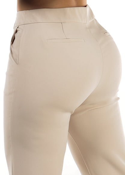 Butt Lift High Waisted Bootcut Dress Pants Beige