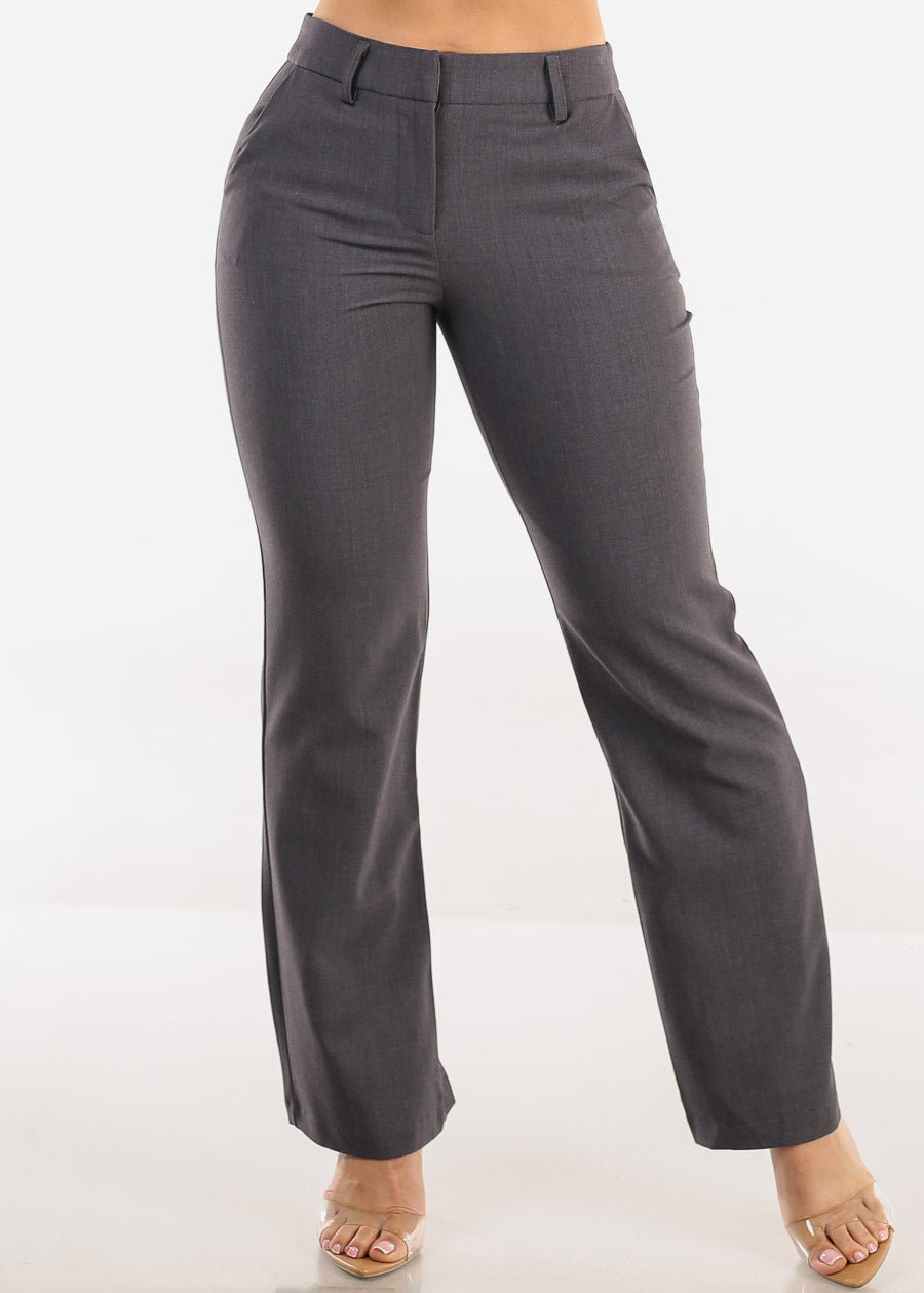 Butt Lift High Waist Bootcut Dress Pants Charcoal