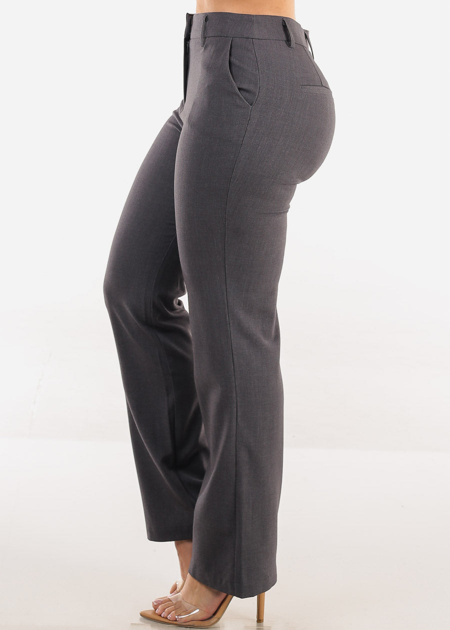 Butt Lift High Waist Bootcut Dress Pants Charcoal