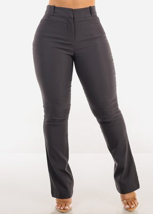 High Waist Stretch Bootcut Dress Pants Charcoal