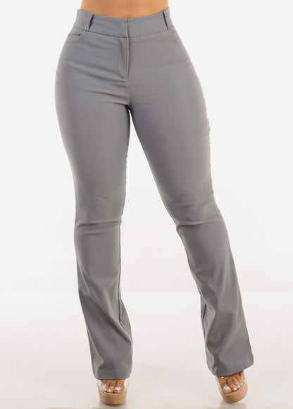 High Waist Stretch Bootcut Dress Pants Grey