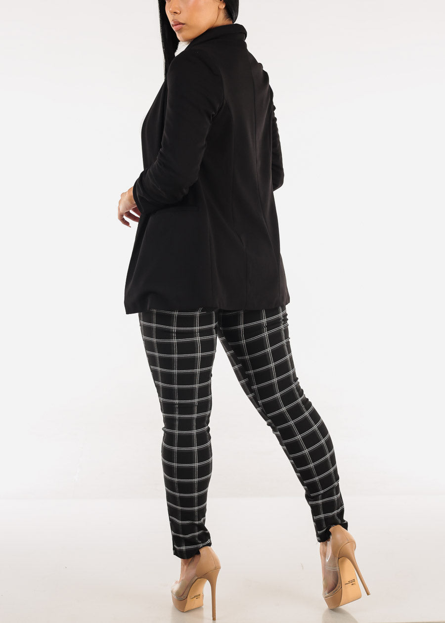 Black Super High Waist Plaid Skinny Pants