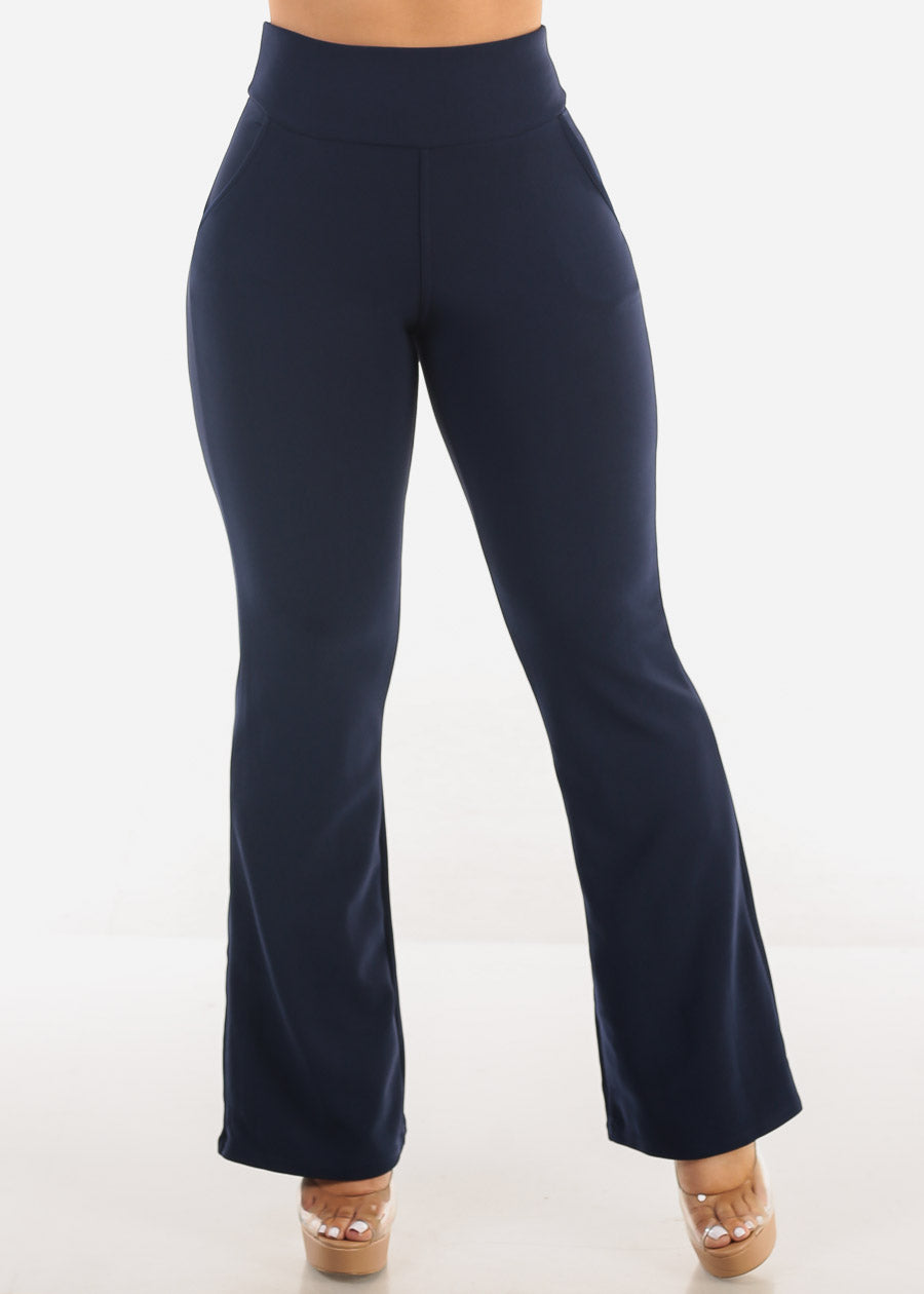 Butt Lift Super High Waist Dressy Bootcut Pants Navy