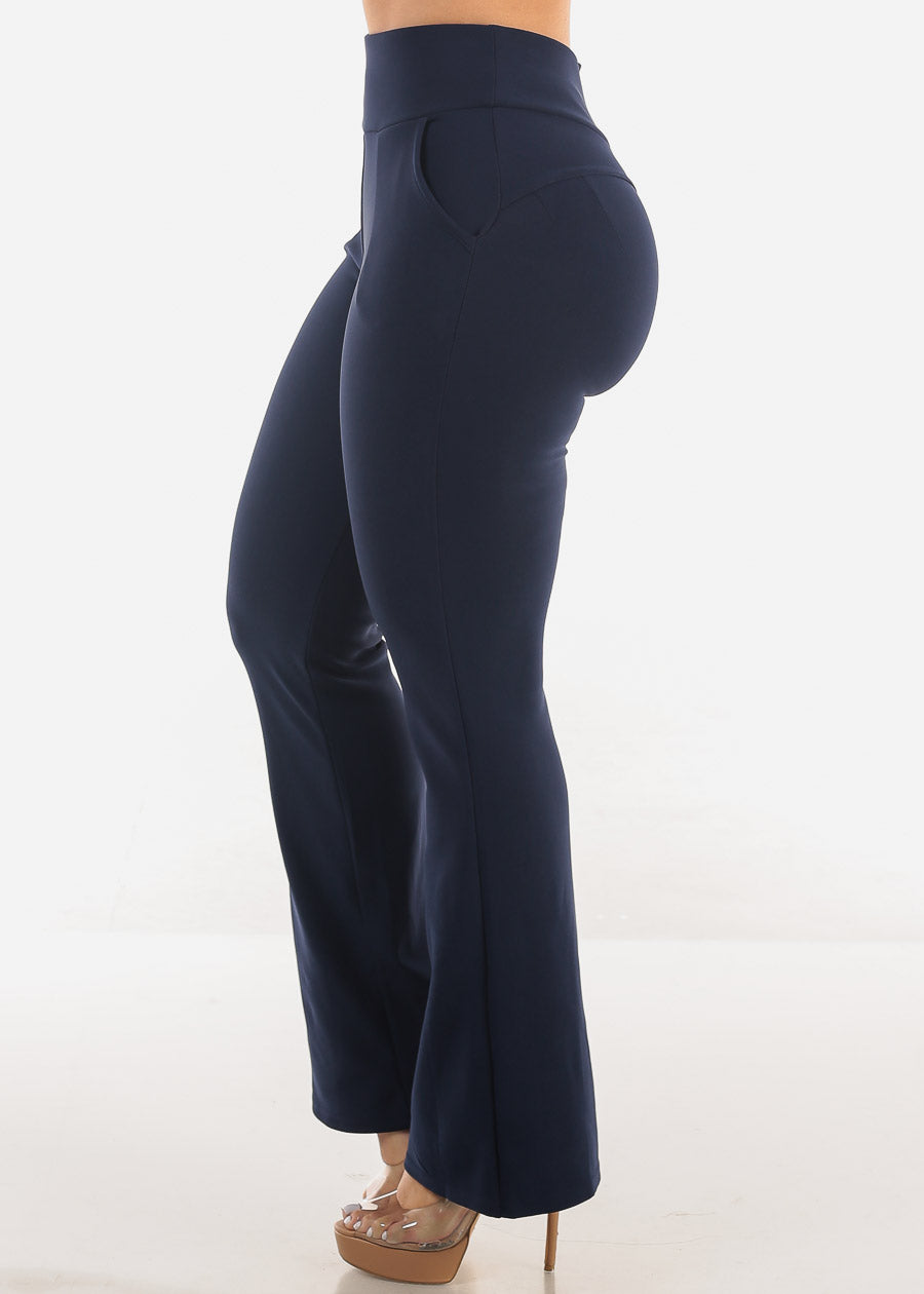 Butt Lift Super High Waist Dressy Bootcut Pants Navy