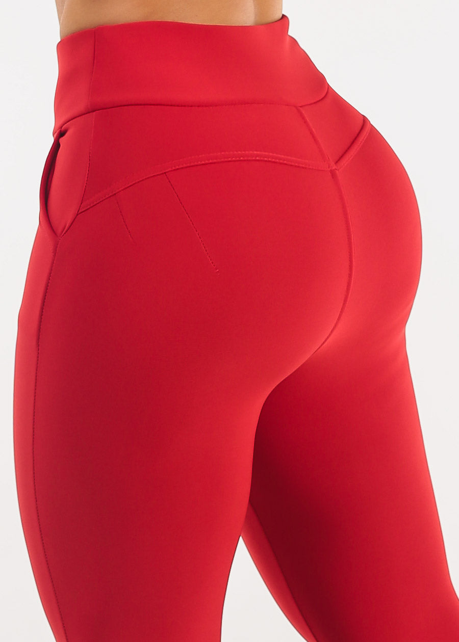 Butt Lift High Waist Skinny Ankle Pants Red