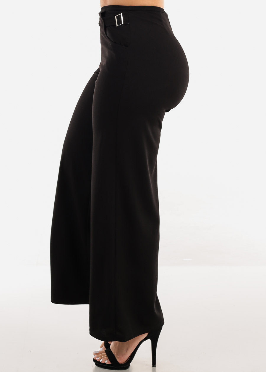 Super High Waist Wide Leg Black Dressy Pants