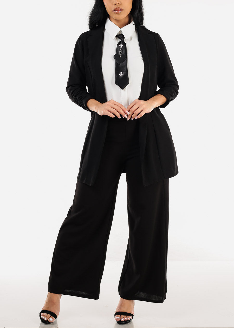 Super High Waist Wide Leg Black Dressy Pants