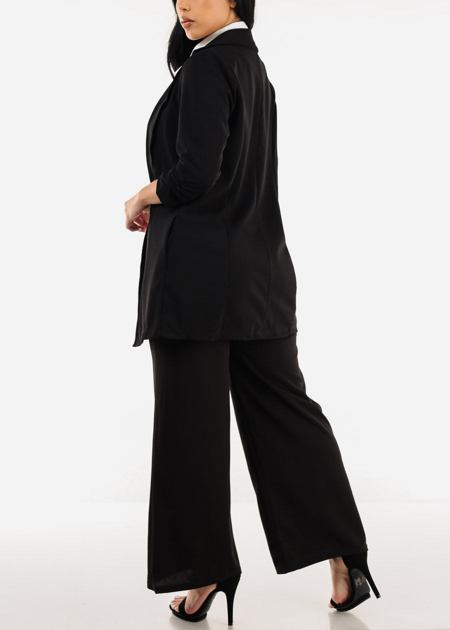 Super High Waist Wide Leg Black Dressy Pants