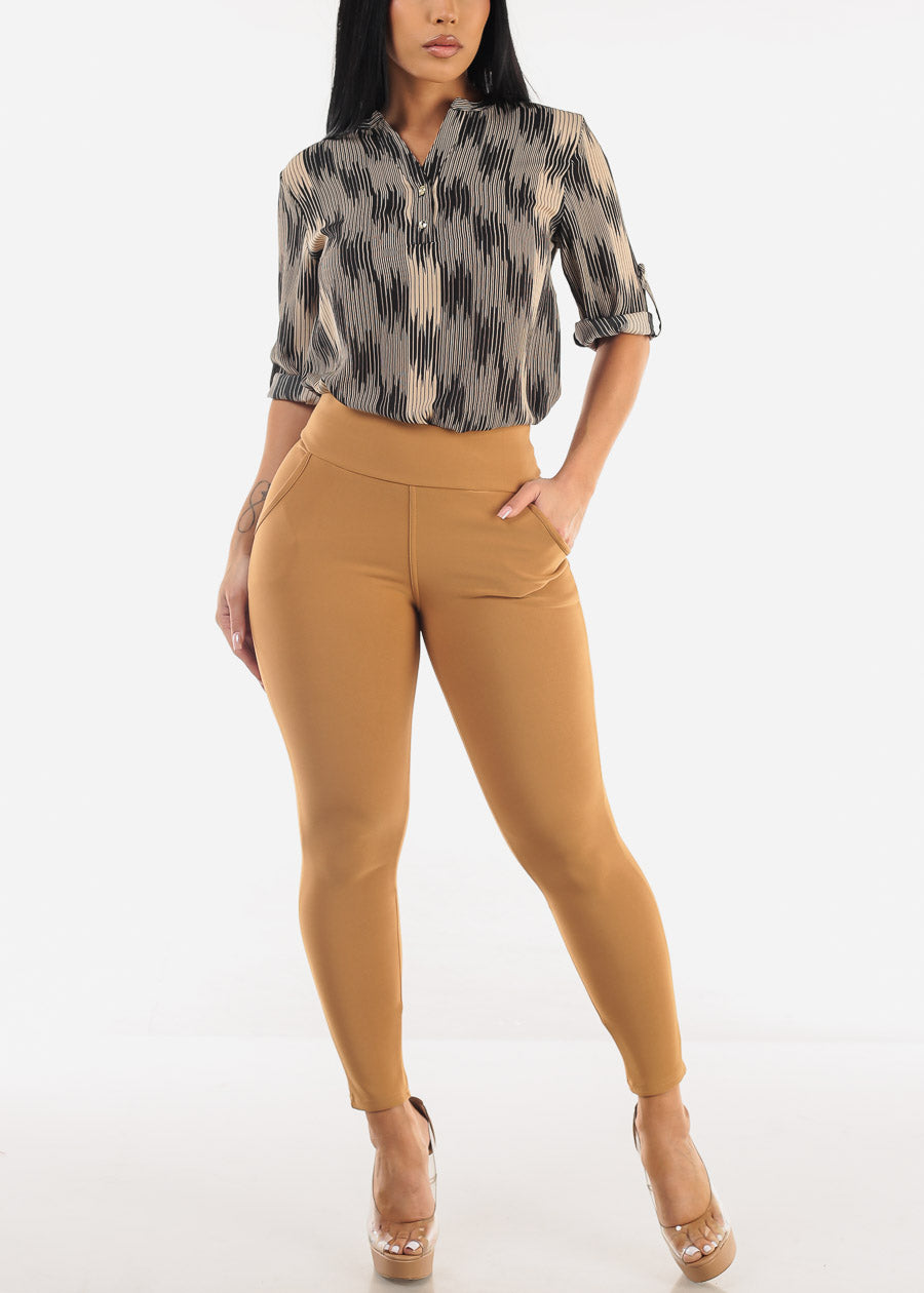 Butt Lift Super High Waist Khaki Skinny Ankle Pants