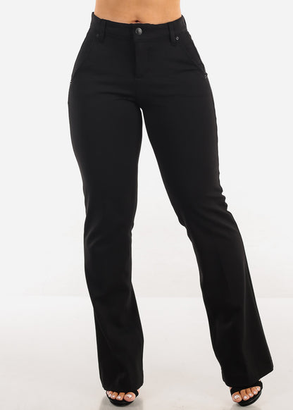 Butt Lifting High Waist Bootcut Dress Pants Black
