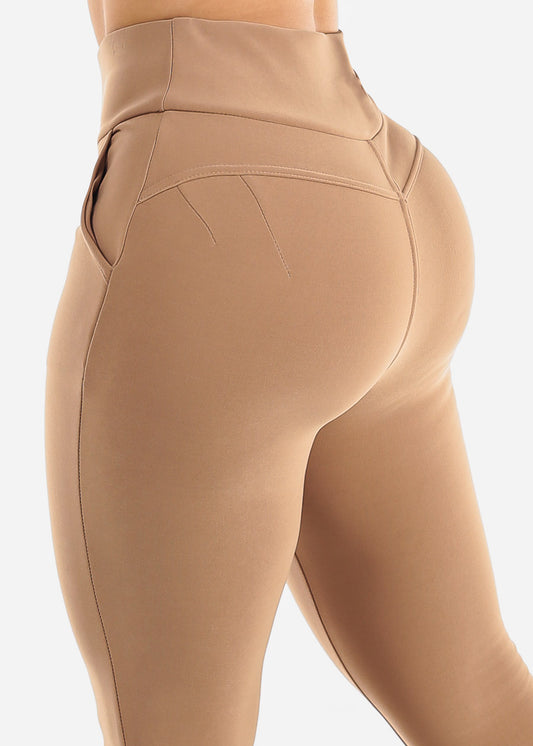 Butt Lift High Waisted Skinny Pants Light Brown