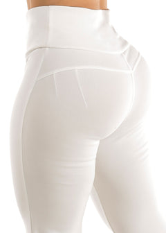 White Butt Lifting Dressy Bootcut Pants