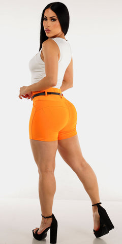White Ruched Butt Lift Orange Outfit