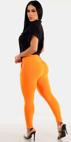 Orange Butt Lift Skinnies Outfit