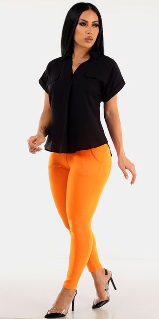 Orange Butt Lift Skinnies Outfit