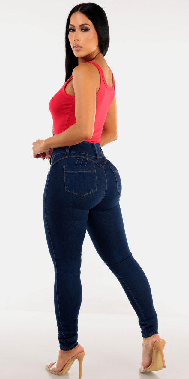 Red Butt Lift Denim Outfit