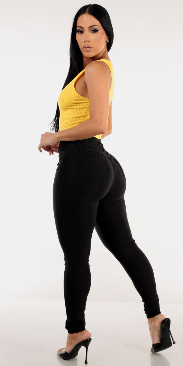 Yellow Stretchy Butt Lift Outfit