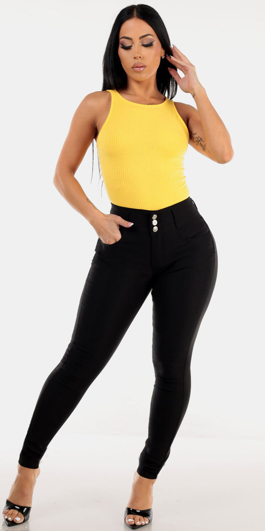 Yellow Stretchy Butt Lift Outfit