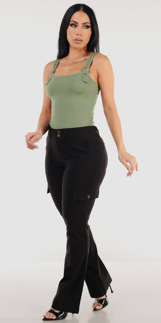 Olive Butt Lift Bootcut Set