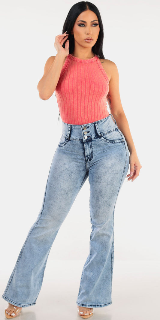 Ribbed Butt Lift Bootcut Outfit