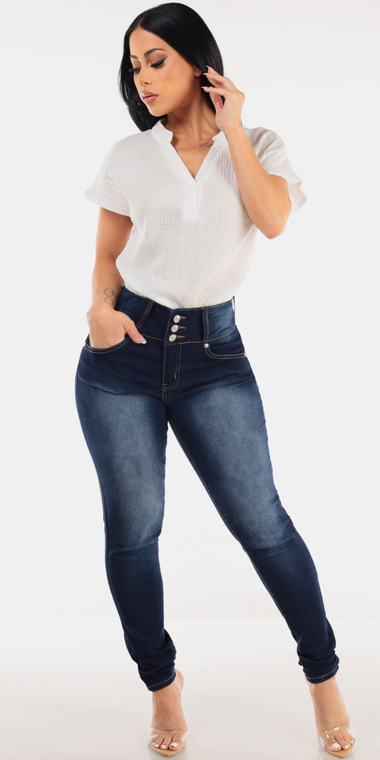 Vneck Butt Lift Denim Set